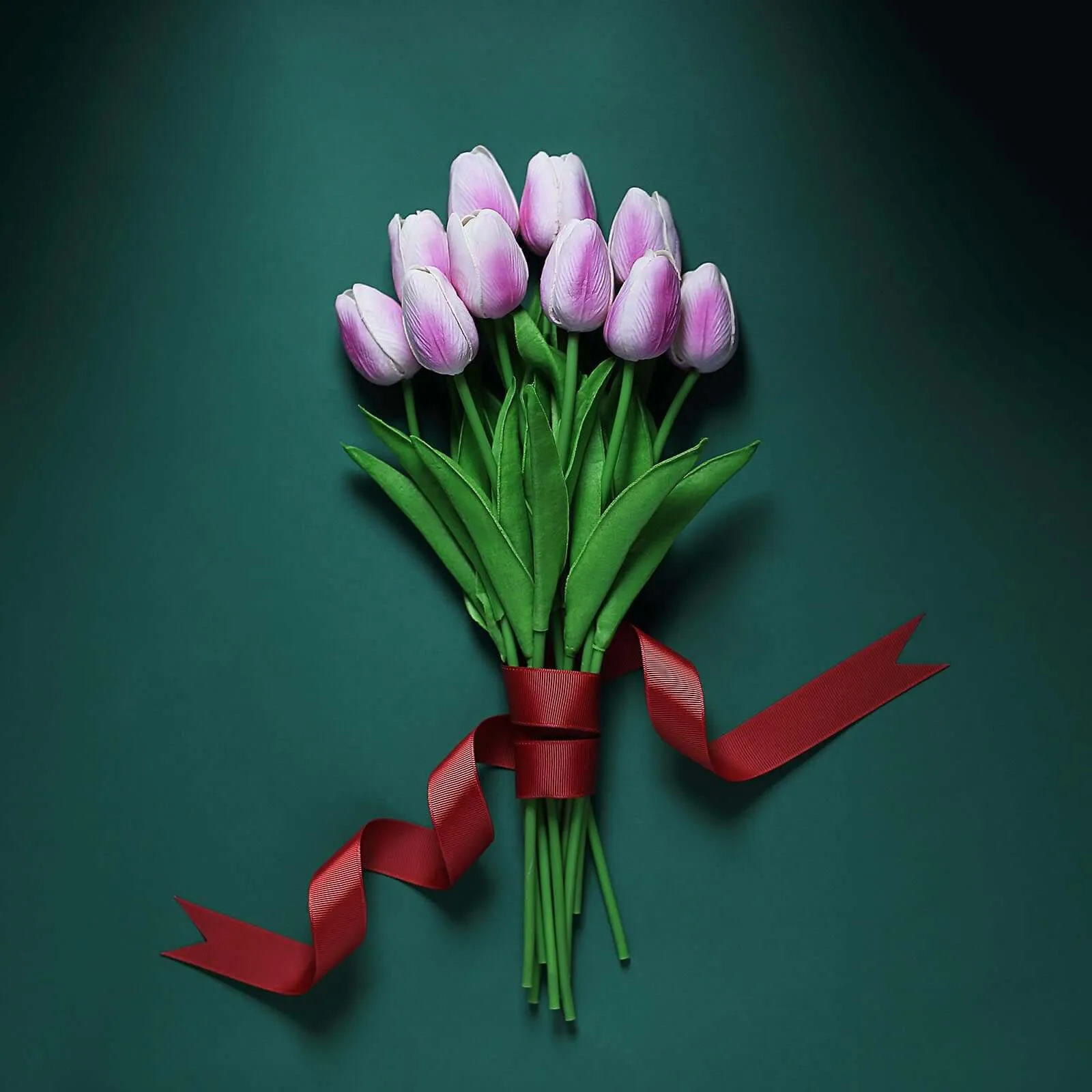 10 Stems Lavender Lilac Real Touch Artificial Foam Tulip Flowers 13"