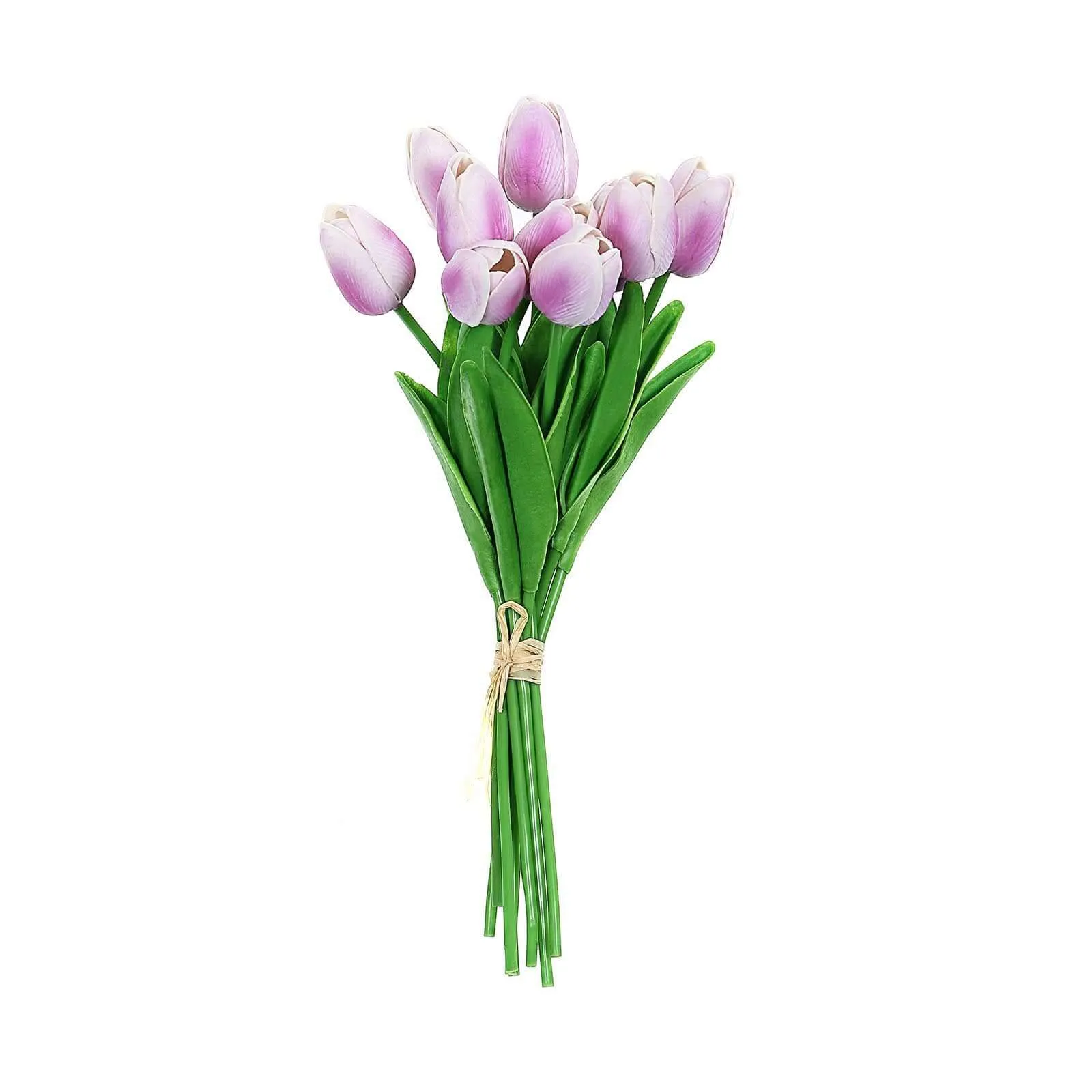 10 Stems Lavender Lilac Real Touch Artificial Foam Tulip Flowers 13"