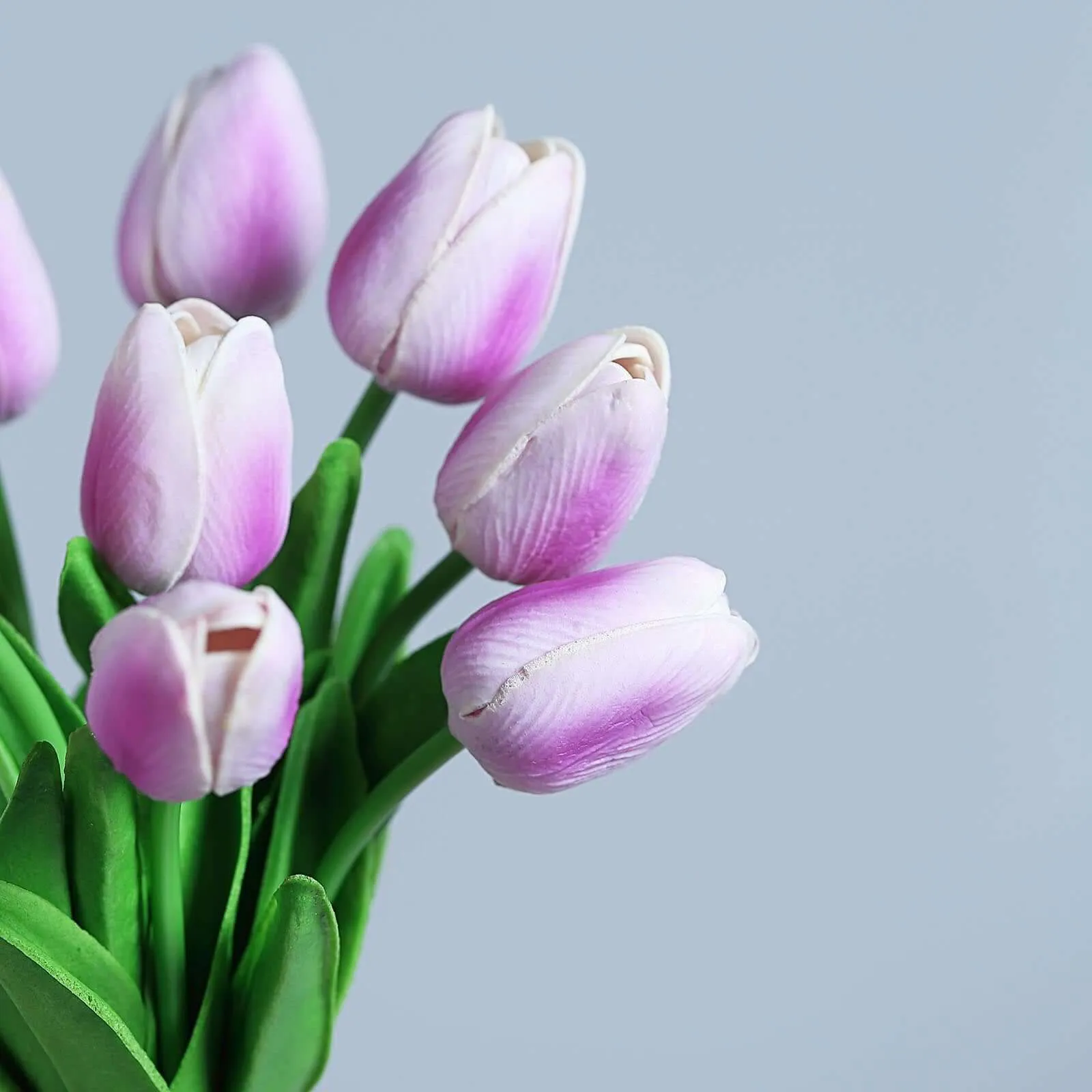 10 Stems Lavender Lilac Real Touch Artificial Foam Tulip Flowers 13"