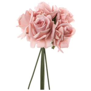 11.8" Real Touch Rose Silk Flower Stem Bundle -Mauve/Pink (pack of 12)