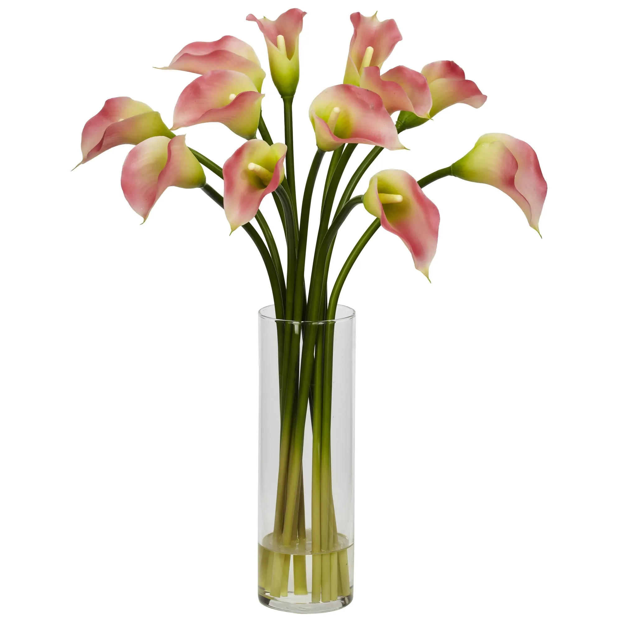 20" Artificial Mini Calla Lily Silk Flower Arrangement w/Vase - Low Maintenance, Life-Like & Vibrant Silk Flowers For Busy People.