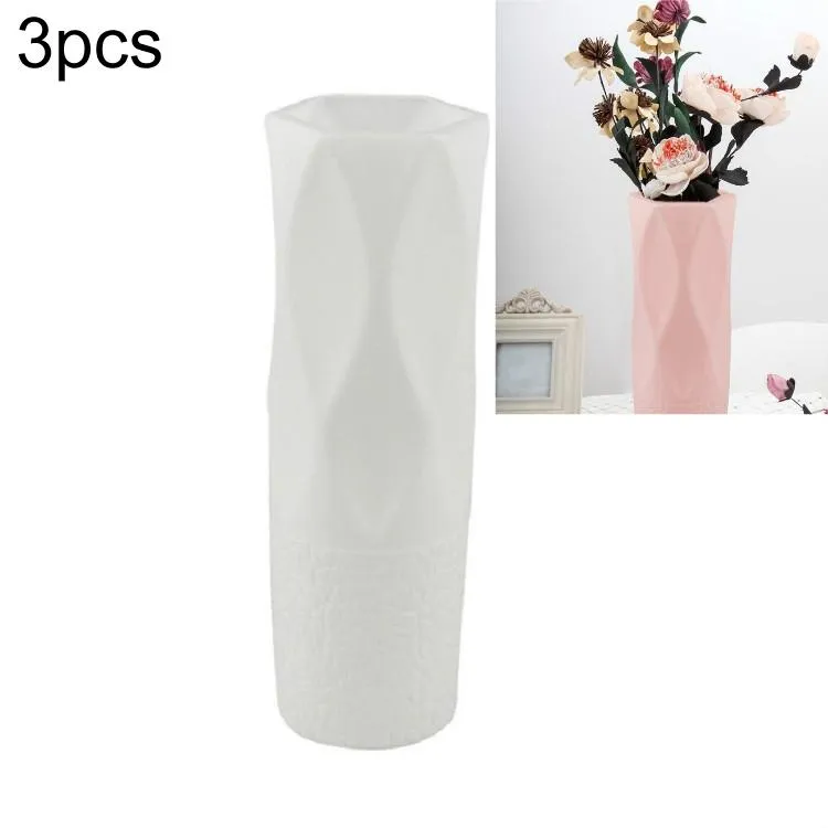 3-Piece Plastic Vase Set | For Dry & Wet Flower Arrangements & Floral Decor | Gray
