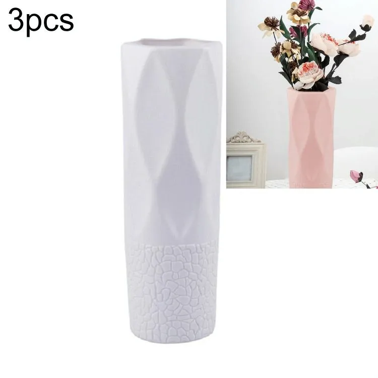3-Piece Plastic Vase Set | For Dry & Wet Flower Arrangements & Floral Decor | Gray