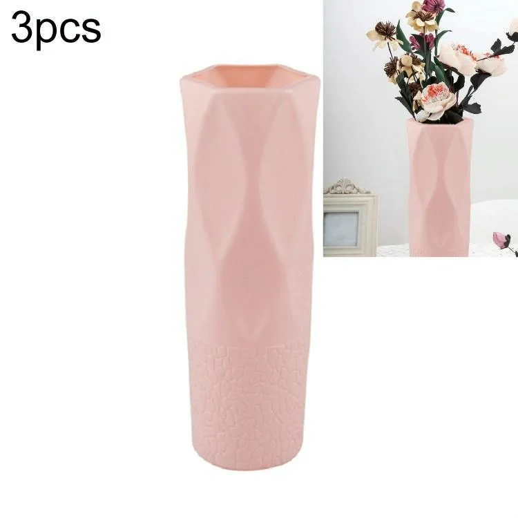 3-Piece Plastic Vase Set | For Dry & Wet Flower Arrangements & Floral Decor | Gray