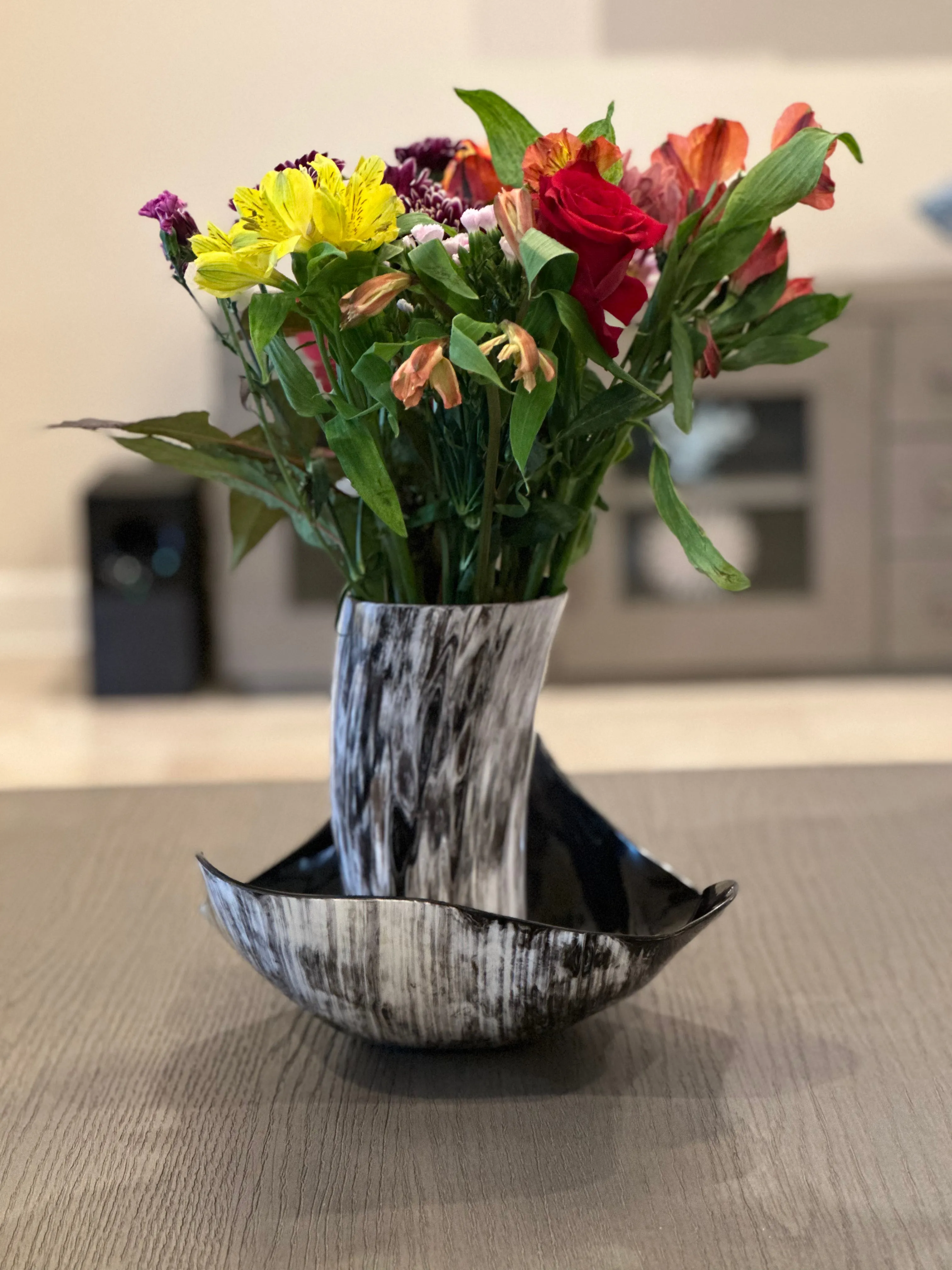 ANKOLE HORN VASES OR PLANTERS - DARK