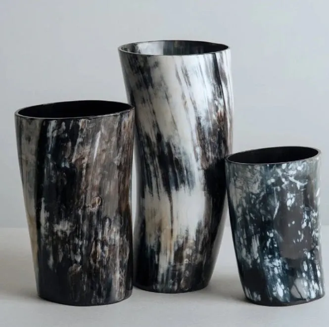 ANKOLE HORN VASES OR PLANTERS - DARK