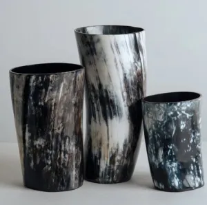 ANKOLE HORN VASES OR PLANTERS - DARK