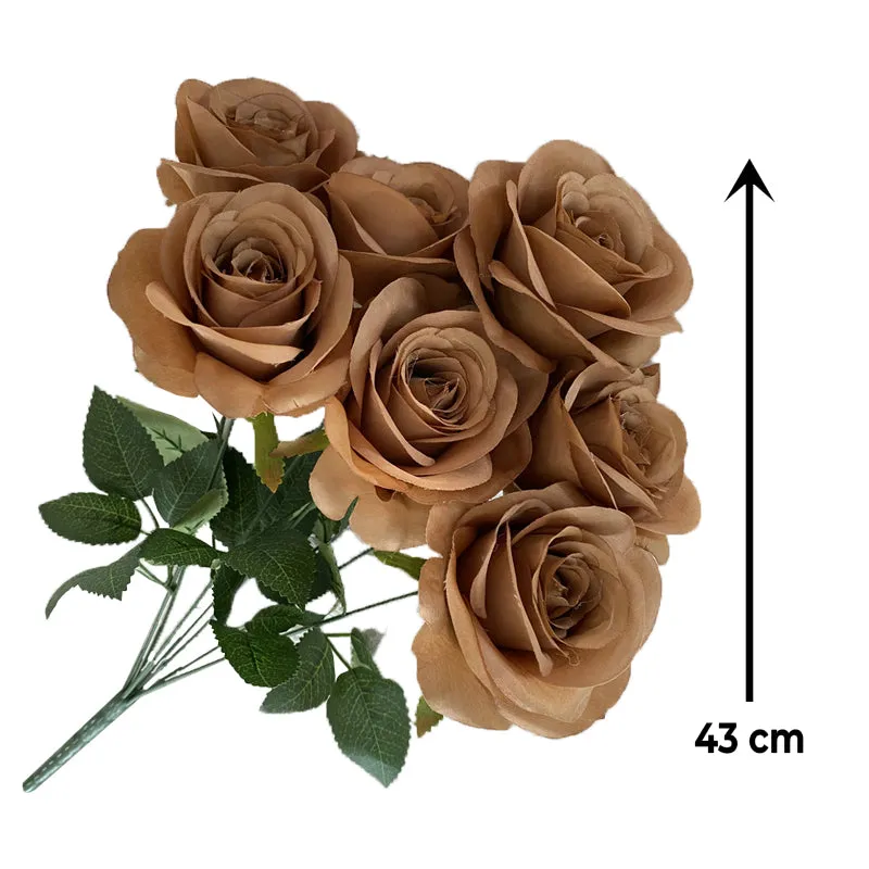 Babymoon Artificial Flowers Bunch | Curled Roses | 7 Head | Home Decoration | Baby Photoshoot Props | Gift Set | Pink