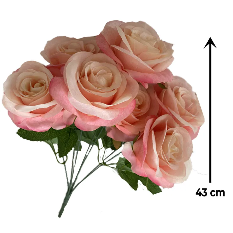 Babymoon Artificial Flowers Bunch | Curled Roses | 7 Head | Home Decoration | Baby Photoshoot Props | Gift Set | Pink