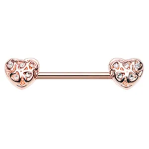 Caged Heart Nipple Body Jewellery with Rose Gold Plating