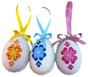 Embroidered Egg-Shaped Ornament Sets