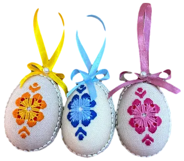 Embroidered Egg-Shaped Ornament Sets