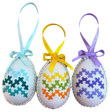 Embroidered Egg-Shaped Ornament Sets