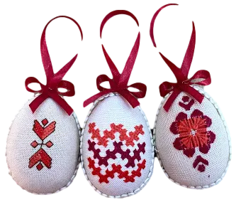 Embroidered Egg-Shaped Ornament Sets