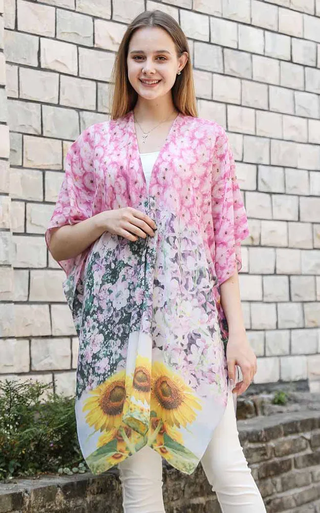 JC081180 Sunflower Liberty Printed Cotton Kimono