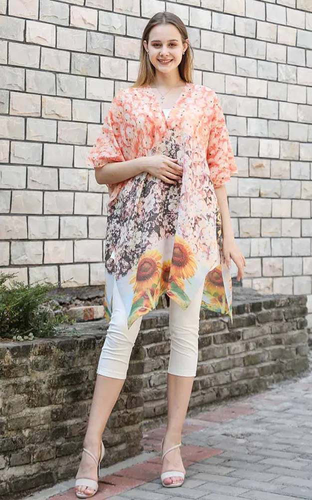 JC081180 Sunflower Liberty Printed Cotton Kimono