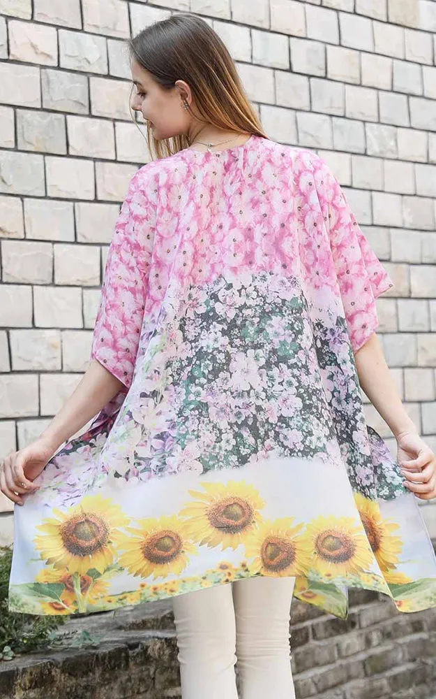 JC081180 Sunflower Liberty Printed Cotton Kimono