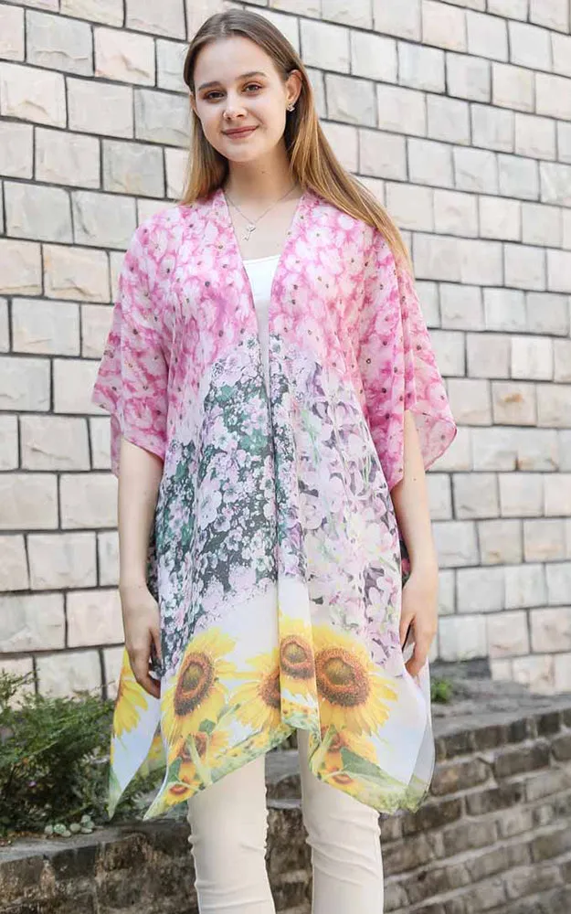 JC081180 Sunflower Liberty Printed Cotton Kimono