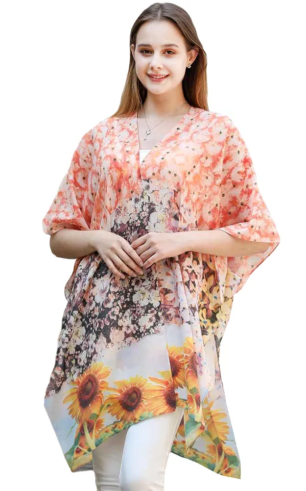 JC081180 Sunflower Liberty Printed Cotton Kimono