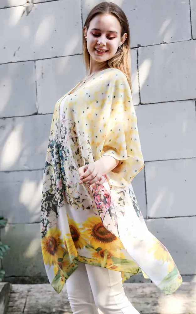 JC081180 Sunflower Liberty Printed Cotton Kimono