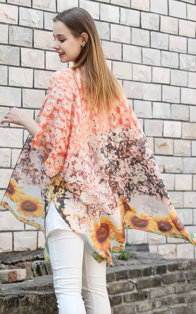 JC081180 Sunflower Liberty Printed Cotton Kimono
