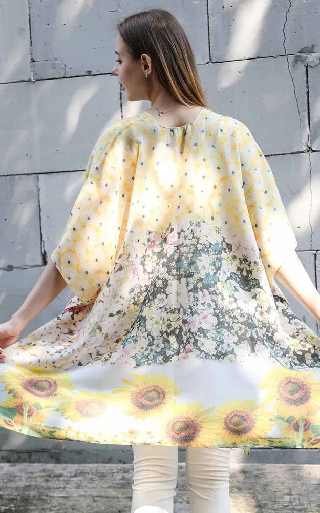 JC081180 Sunflower Liberty Printed Cotton Kimono