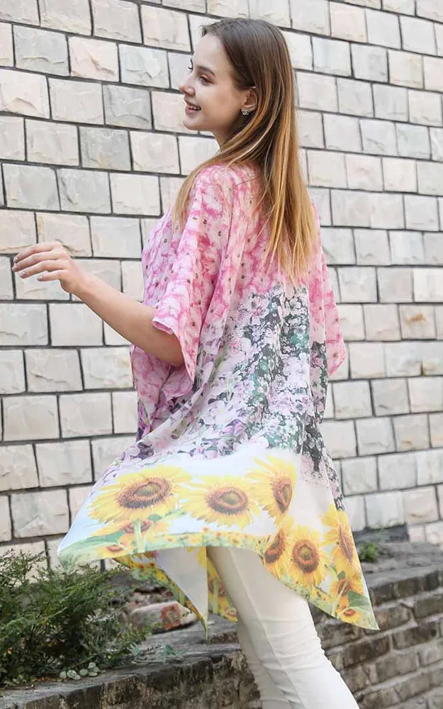 JC081180 Sunflower Liberty Printed Cotton Kimono