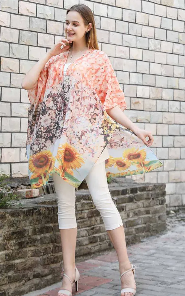 JC081180 Sunflower Liberty Printed Cotton Kimono