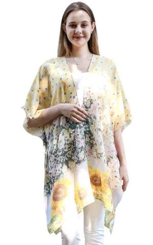 JC081180 Sunflower Liberty Printed Cotton Kimono