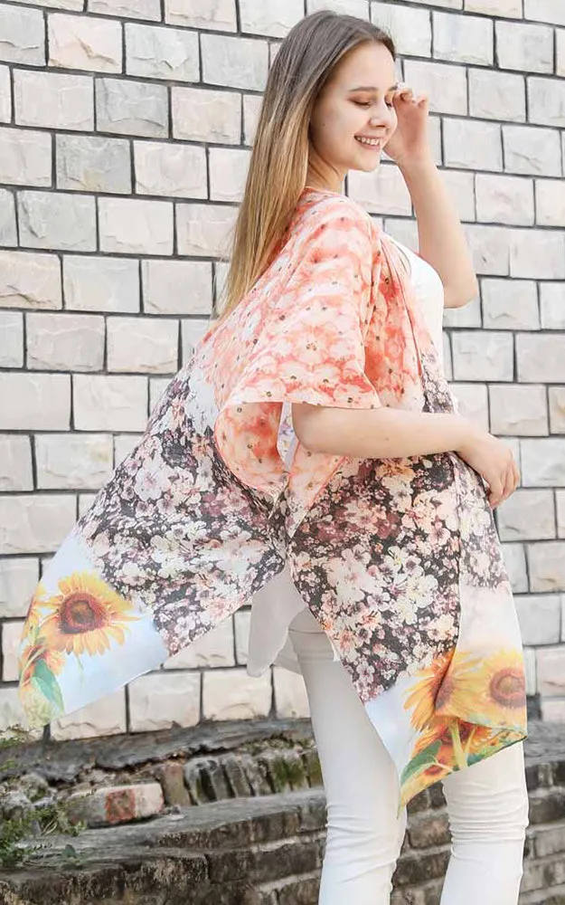 JC081180 Sunflower Liberty Printed Cotton Kimono