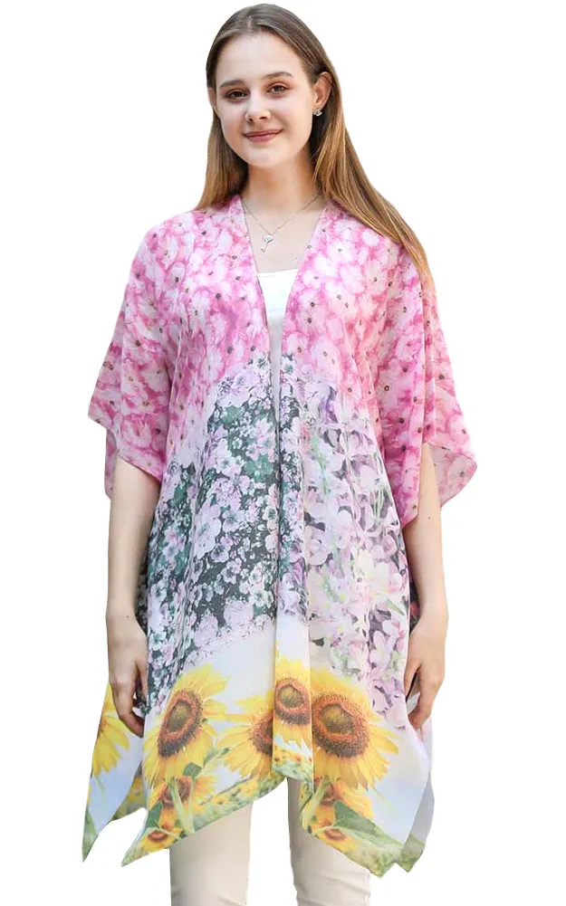 JC081180 Sunflower Liberty Printed Cotton Kimono
