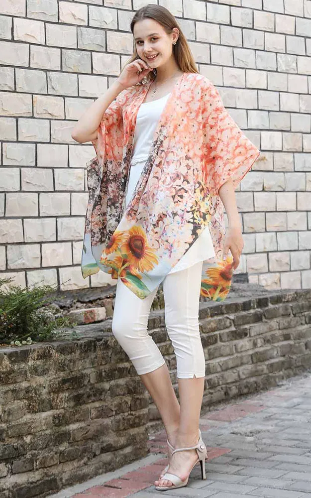 JC081180 Sunflower Liberty Printed Cotton Kimono