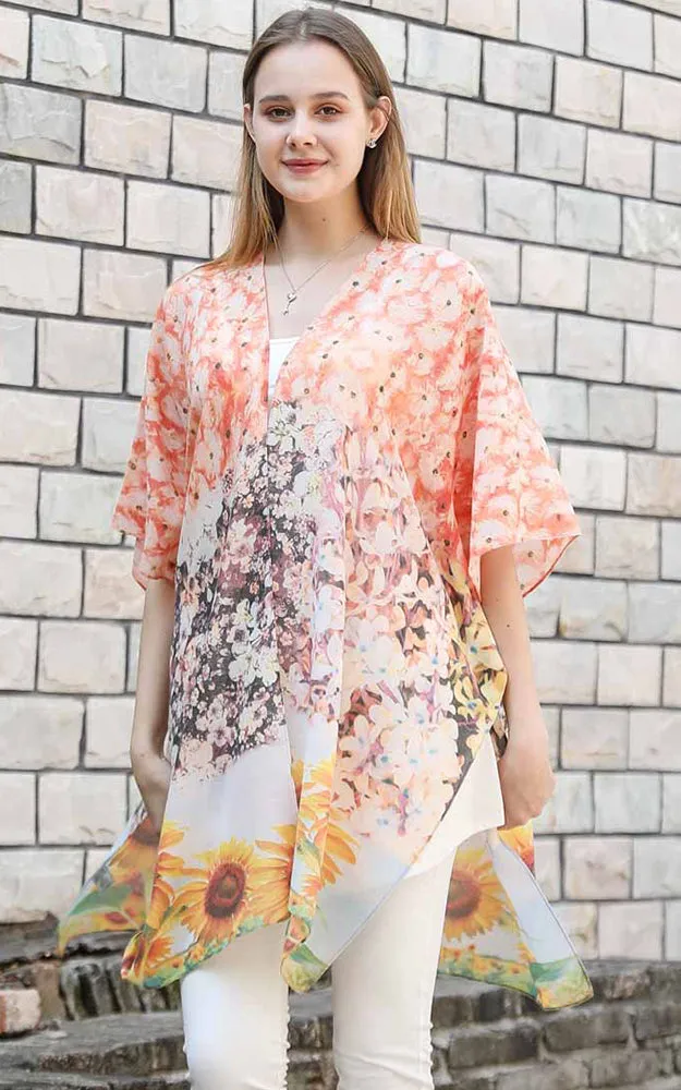 JC081180 Sunflower Liberty Printed Cotton Kimono