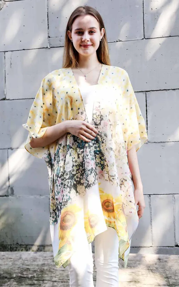 JC081180 Sunflower Liberty Printed Cotton Kimono