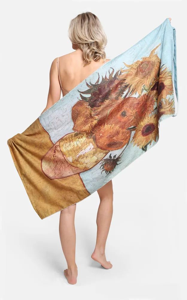 JTB002-28 2 in 1 Sunflower Pattern Beach Towel & Beach Bag