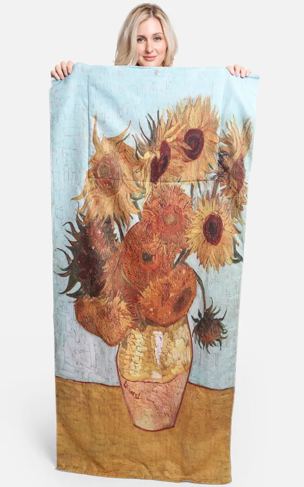 JTB002-28 2 in 1 Sunflower Pattern Beach Towel & Beach Bag