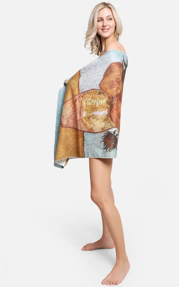 JTB002-28 2 in 1 Sunflower Pattern Beach Towel & Beach Bag
