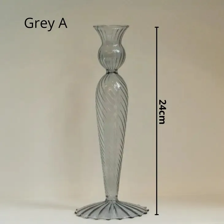 Nordic Taper Glass Candlestick Holder | A (Grey)
