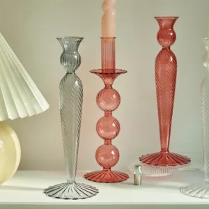 Nordic Taper Glass Candlestick Holder | A (Grey)