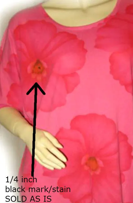 ONLY NECESSITIES Red Pink Flowers Floral Print T-Shirt Dress Tee Short Sleeve Sleepwear L