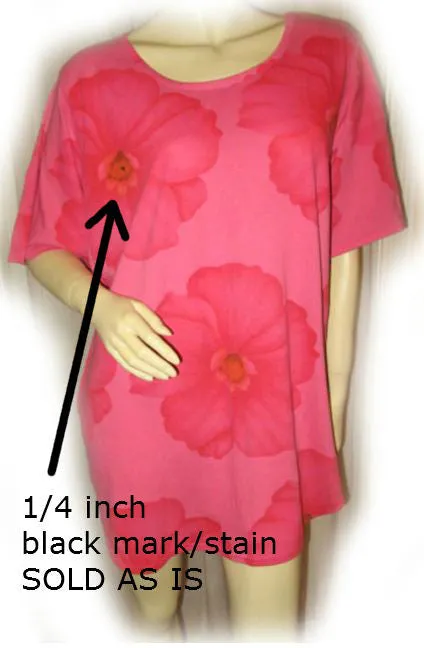 ONLY NECESSITIES Red Pink Flowers Floral Print T-Shirt Dress Tee Short Sleeve Sleepwear L