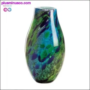 Peacock Inspired Art Glass Vase