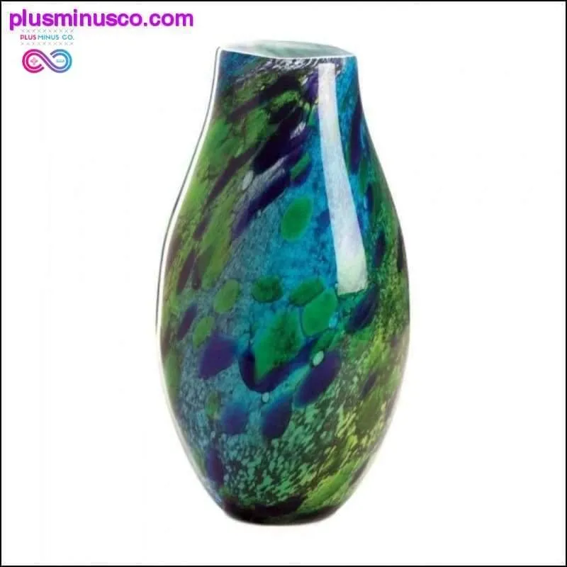 Peacock Inspired Art Glass Vase