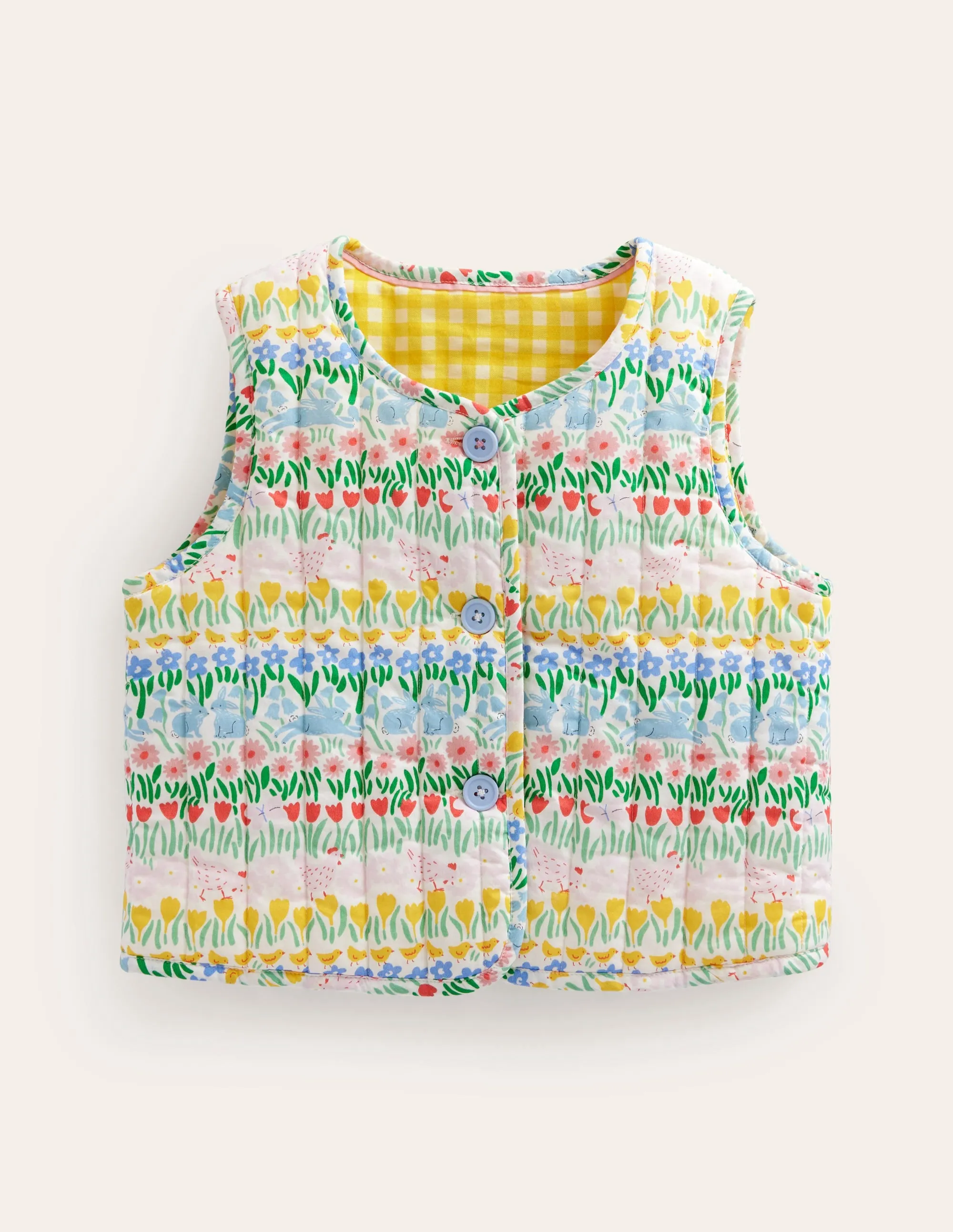 Quilted Gilet-Multi Spring Stripe