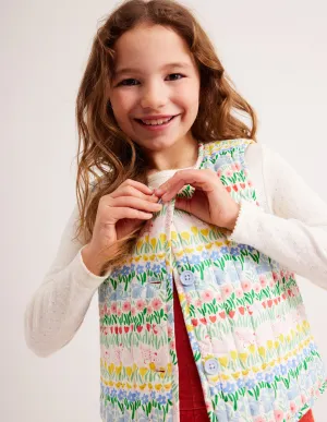 Quilted Gilet-Multi Spring Stripe