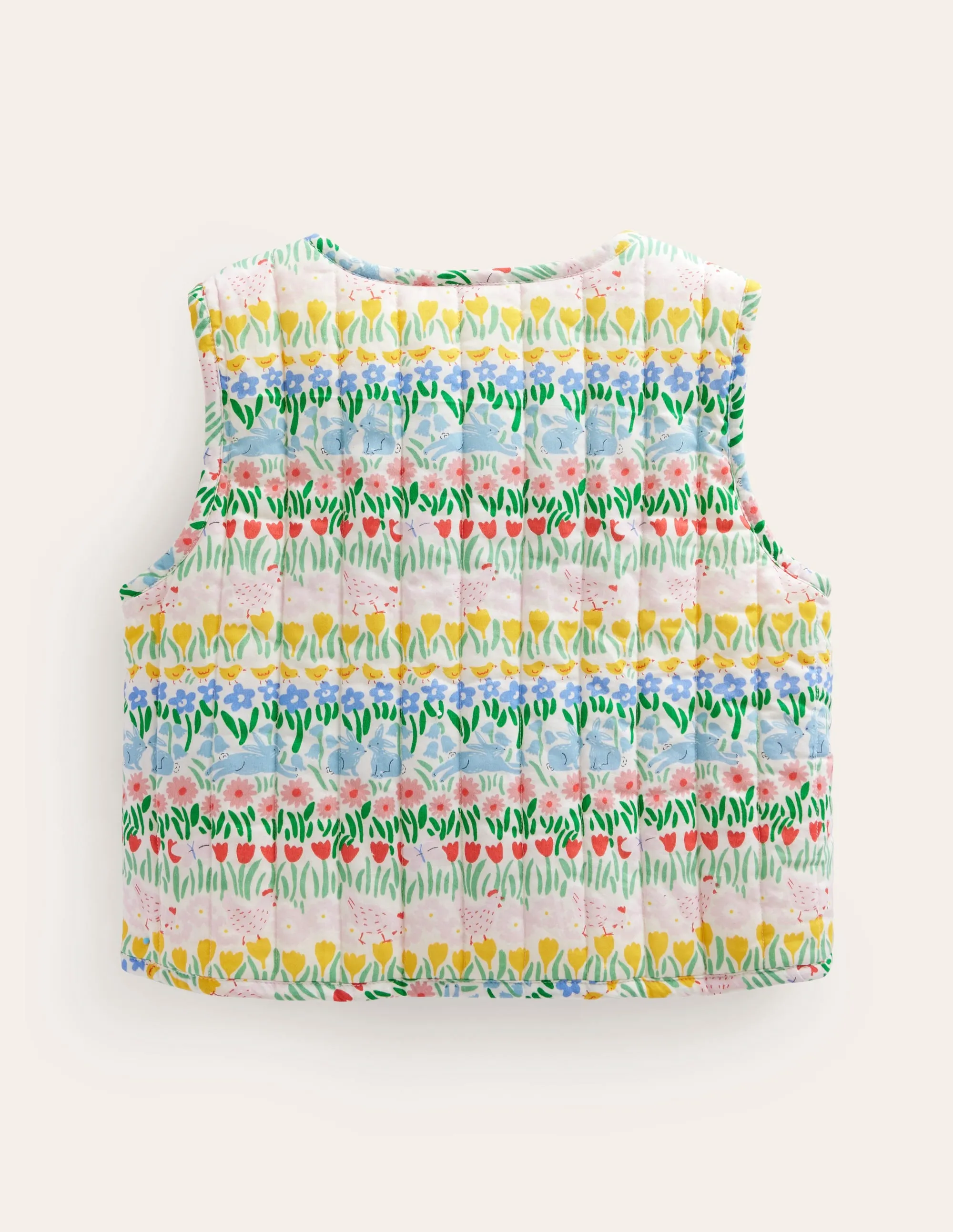 Quilted Gilet-Multi Spring Stripe