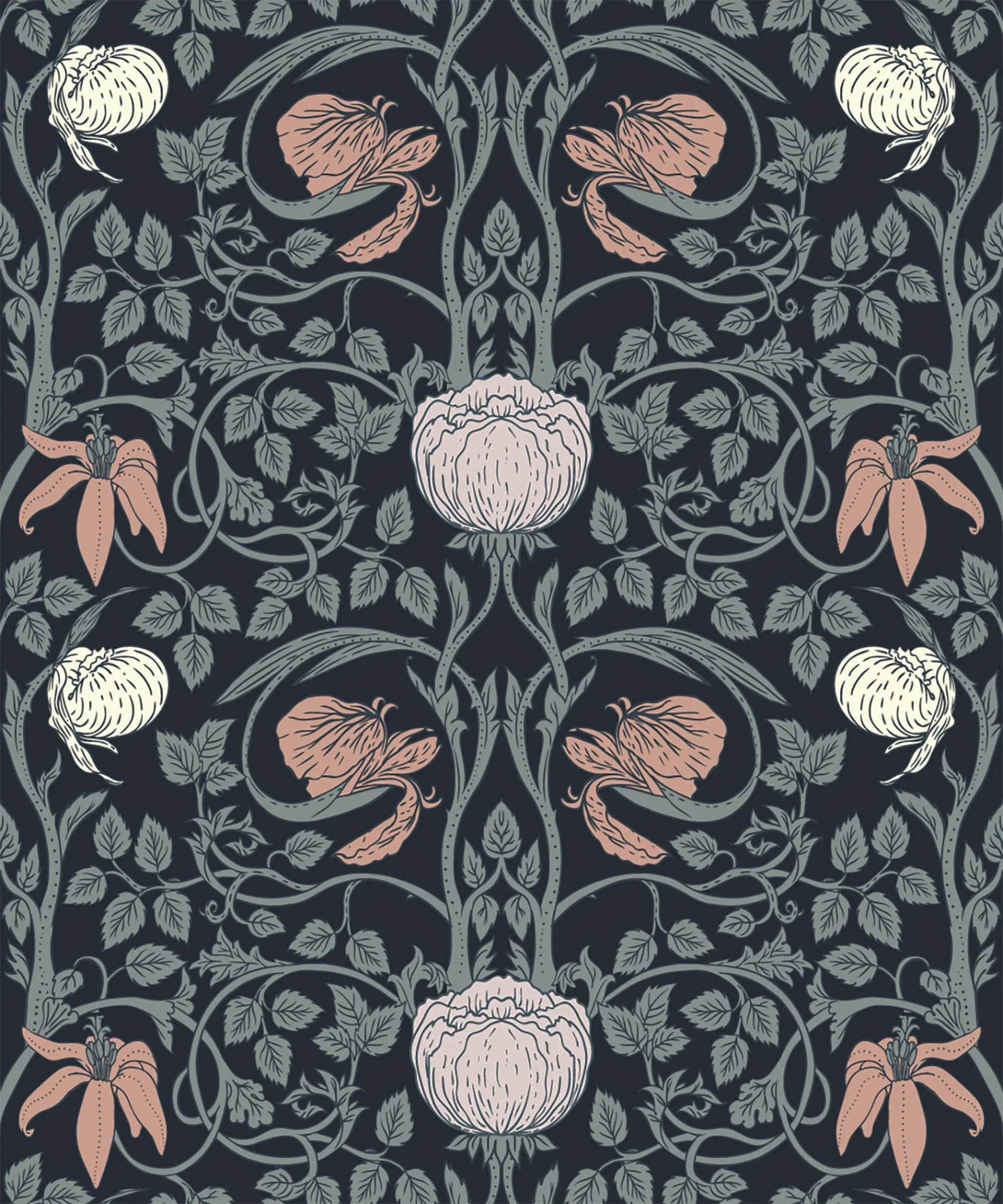 Retro Floral Peel and Stick Wallpaper - William Morris Wallpaper