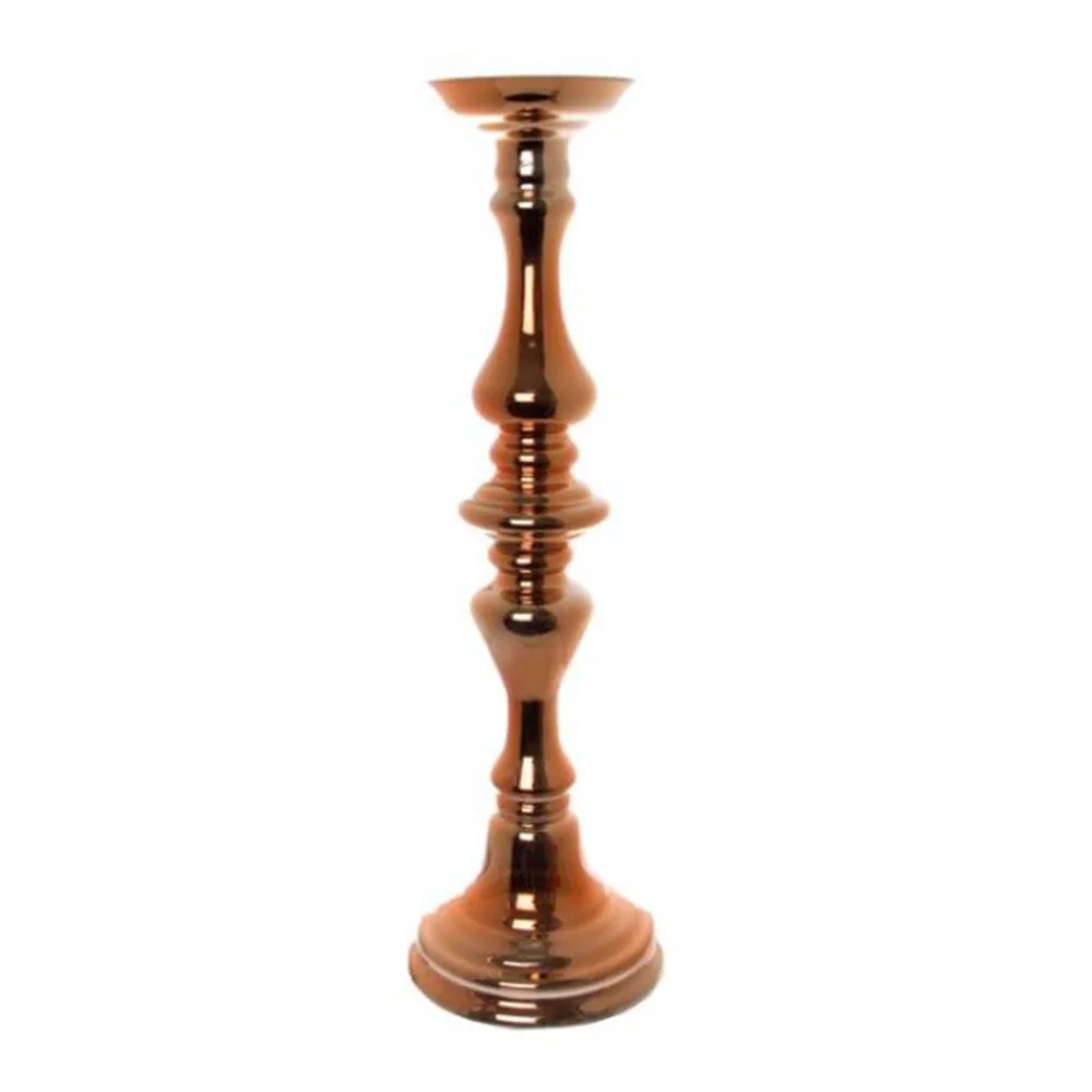 Rose Gold Glass Candelabra - Tall