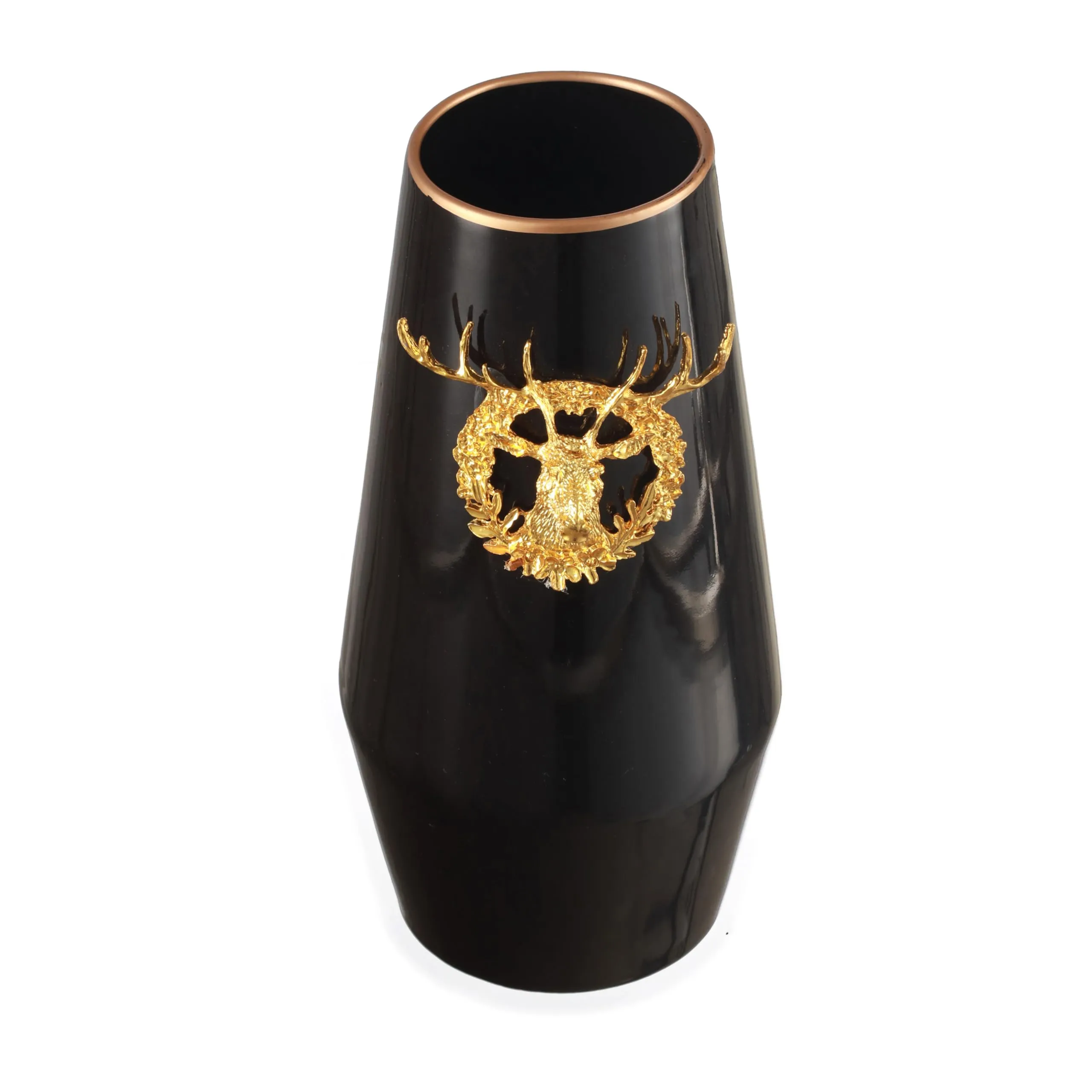 TIED RIBBONS Decorative Ceramic Flower Vase for Home Decor Flowers Plants Dining Table Living Room Bedroom Bathroom Hall Office Decorations Items (Black, 9.6 inch x 5.5 inch)