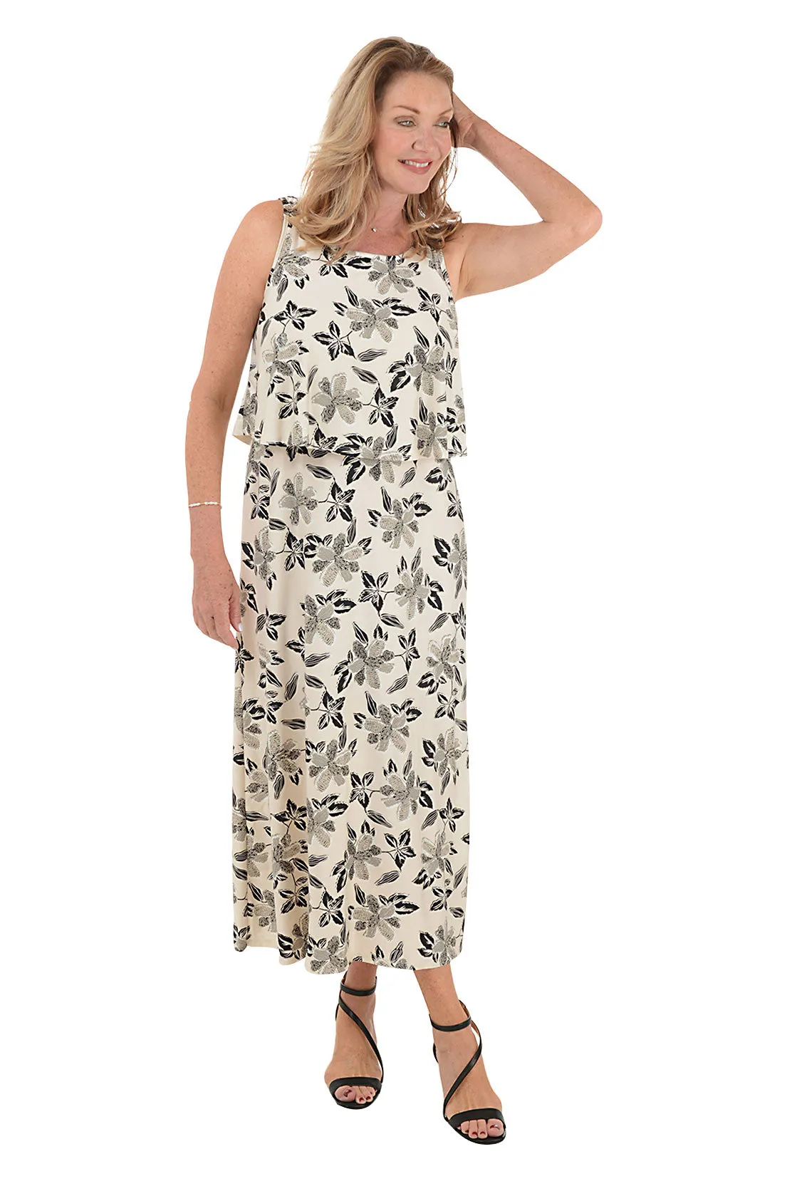 Tiger Lilies Popover Sleeveless Maxi Dress